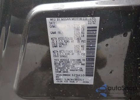 2013 Infiniti Jx35 z USA, uszkodzony, nr VIN 5N1AL0MM6DC329410